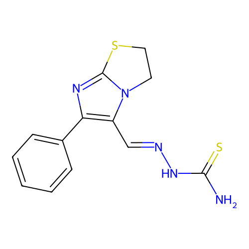 [(E)-(6-phenyl-2,3-dihydroimidazo[2,1-b][1,3]thiazol-5-yl)methylideneamino]thiourea structure