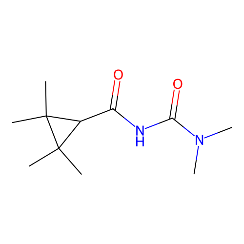 3,3-Dimethyl-1-(2,2,3,3-tetramethylcyclopropanecarbonyl)urea structure