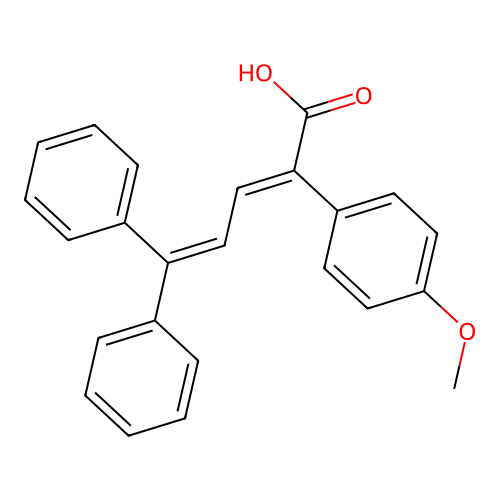 Benzeneacetic acid, alpha-(3,3-diphenyl-2-propenylidene)-4-methoxy-, (E)- structure