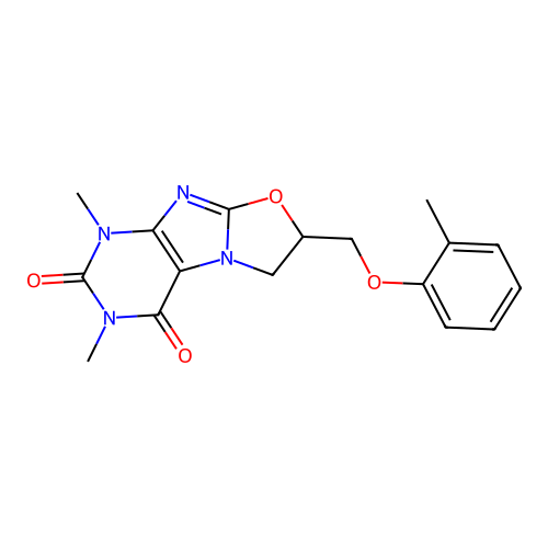 1,3-Dimethyl-7-o-tolyloxymethyl-6,7-dihydro-1H-oxazolo[2,3-f]purine-2,4-dione structure