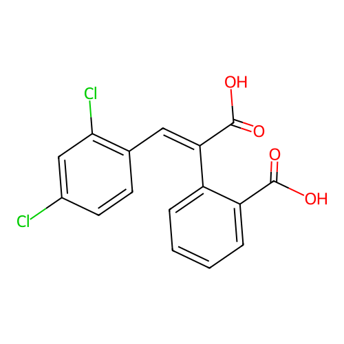 Benzeneacetic acid, 2-carboxy-alpha-((2,4-dichlorophenyl)methylene)-, (E)- structure