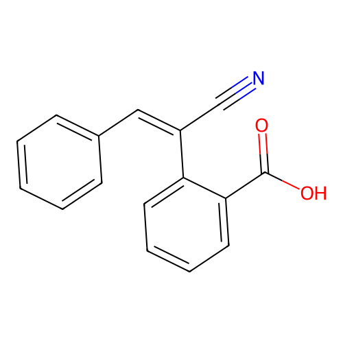 Benzoic acid, 2-(1-cyano-2-phenylethenyl)-, (E)- structure