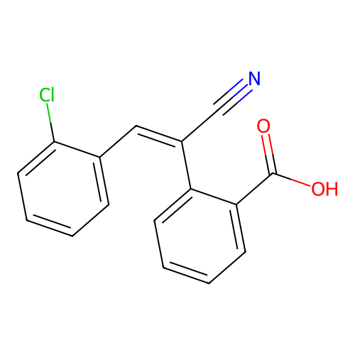 Benzoic acid, 2-(2-(2-chlorophenyl)-1-cyanoethenyl)-, (E)- structure