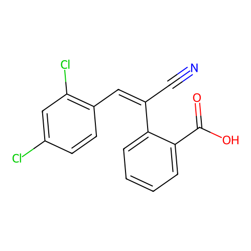 Benzoic acid, 2-(1-cyano-2-(2,4-dichlorophenyl)ethenyl)-, (E)- structure