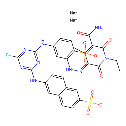 C28H24FN9O9S2.2Na structure