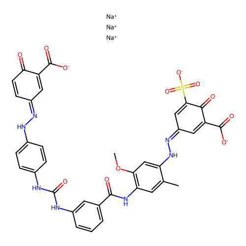 C36H29N7O12S.3Na structure