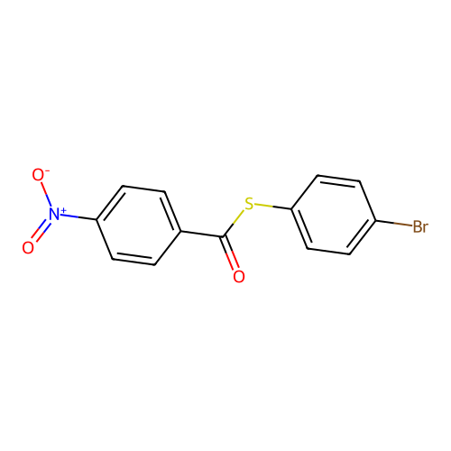 S-(4-bromophenyl) 4-nitrobenzenecarbothioate structure