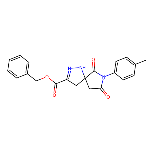 benzyl 6,8-dioxo-7-(p-tolyl)-1,2,7-triazaspiro[4.4]non-2-ene-3-carboxylate structure