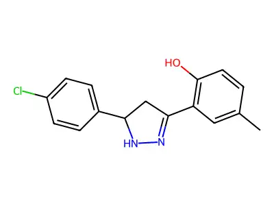 2-[5-(4-chlorophenyl)-4,5-dihydro-1H-pyrazol-3-yl]-4-methylphenol structure