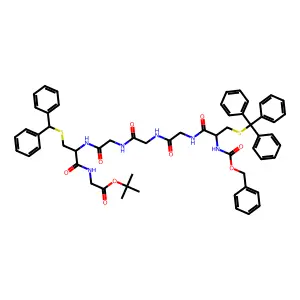 tert-Butyl N-[(benzyloxy)carbonyl]-S-(triphenylmethyl)cysteinylglycylglycylglycyl-S-(diphenylmethyl)cysteinylglycinate structure