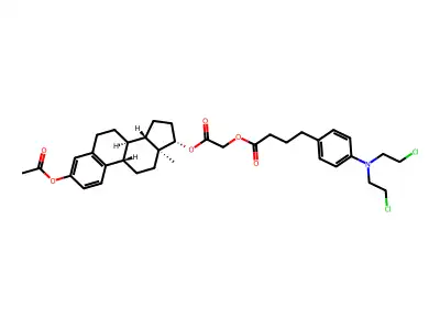 Estra-1,3,5(10)-triene-3,17-diol (17-beta)-, 3-acetate 17-((4-(4-(bis(2-chloroethyl)amino)phenyl)-1-oxobutoxy)acetate) structure