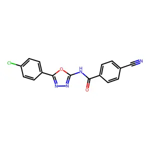 N-[5-(4-chlorophenyl)-1,3,4-oxadiazol-2-yl]-4-cyanobenzamide structure