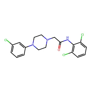 2-[4-(3-chlorophenyl)piperazin-1-yl]-N-(2,6-dichlorophenyl)acetamide structure