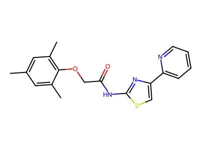 N-[4-(pyridin-2-yl)-1,3-thiazol-2-yl]-2-(2,4,6-trimethylphenoxy)acetamide structure