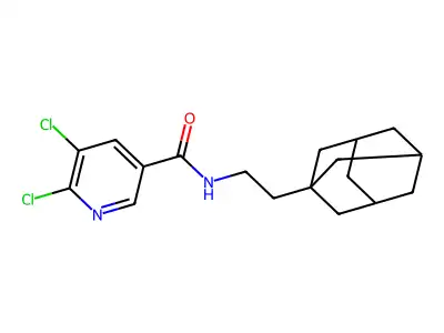 N-[2-(adamantan-1-yl)ethyl]-5,6-dichloropyridine-3-carboxamide structure