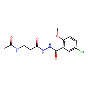N-[3-[2-(5-chloro-2-methoxybenzoyl)hydrazinyl]-3-oxopropyl]acetamide structure