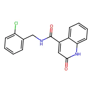 N-[(2-chlorophenyl)methyl]-2-oxo-1H-quinoline-4-carboxamide structure