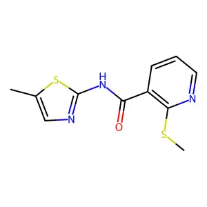 2-methylsulfanyl-N-(5-methyl-1,3-thiazol-2-yl)pyridine-3-carboxamide structure