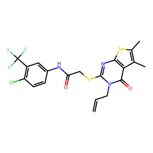 2-(5,6-dimethyl-4-oxo-3-prop-2-enyl(3-hydrothiopheno[2,3-d]pyrimidin-2-ylthio))-N-[4-chloro-3-(trifluoromethyl)phenyl]acetamide structure