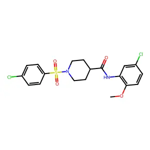 N-(5-chloro-2-methoxyphenyl)-1-(4-chlorophenyl)sulfonylpiperidine-4-carboxamide structure