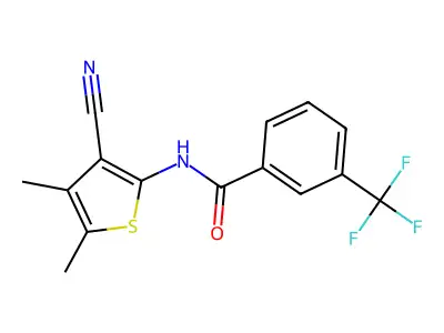 N-(3-cyano-4,5-dimethylthiophen-2-yl)-3-(trifluoromethyl)benzamide structure