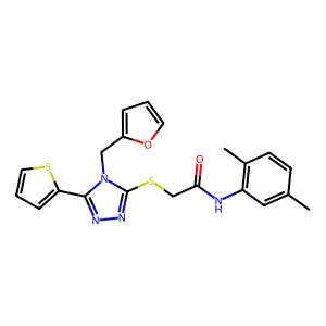 N-(2,5-dimethylphenyl)-2-{[4-(furan-2-ylmethyl)-5-(thiophen-2-yl)-4H-1,2,4-triazol-3-yl]sulfanyl}acetamide structure