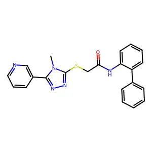 N-(biphenyl-2-yl)-2-{[4-methyl-5-(pyridin-3-yl)-4H-1,2,4-triazol-3-yl]sulfanyl}acetamide structure