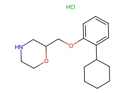 Morpholine, 2-((2-cyclohexylphenoxy)methyl)-, hydrochloride structure