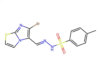 N-[(E)-(6-bromoimidazo[2,1-b][1,3]thiazol-5-yl)methylideneam structure