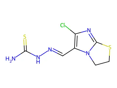 [(6-Chloro-2,3-dihydroimidazo[2,1-b][1,3]thiazol-5-yl)methylideneamino]thiourea structure
