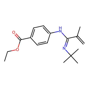 ethyl 4-[(N-tert-butyl-C-prop-1-en-2-ylcarbonimidoyl)amino]benzoate structure