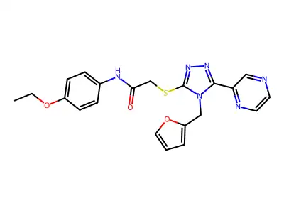 N-(4-ethoxyphenyl)-2-{[4-(furan-2-ylmethyl)-5-(pyrazin-2-yl)-4H-1,2,4-triazol-3-yl]sulfanyl}acetamide structure