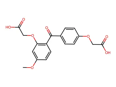 Acetic acid, (2-(4-(carboxymethoxy)benzoyl)-5-methoxyphenoxy)- structure