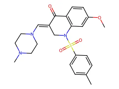 (3E)-7-methoxy-1-(4-methylphenyl)sulfonyl-3-[(4-methylpiperazin-1-yl)methylidene]-2H-quinolin-4-one structure