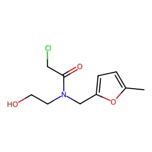 Acetamide, 2-chloro-N-(2-hydroxyethyl)-N-((5-methyl-2-furanyl)methyl)- structure