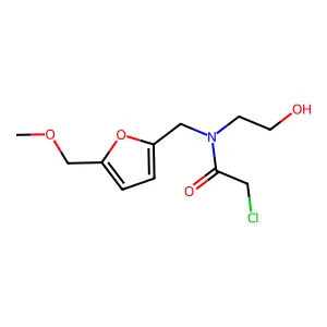 Acetamide, 2-chloro-N-(2-hydroxyethyl)-N-((5-(methoxymethyl)-2-furanyl)methyl)- structure