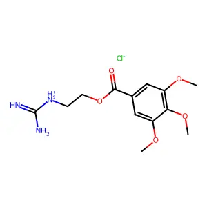 Benzoic acid, 3,4,5-trimethoxy-, 2-guanidinoethyl ester, monohydrochloride structure