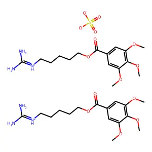 Benzoic acid, 3,4,5-trimethoxy-, 5-guanidinopentyl ester, sulfate (2:1) structure