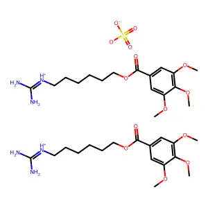 Sulfuric acid--6-carbamimidamidohexyl 3,4,5-trimethoxybenzoate (1/2) structure