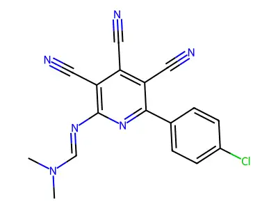N'-[6-(4-chlorophenyl)-3,4,5-tricyanopyridin-2-yl]-N,N-dimethylmethanimidamide structure