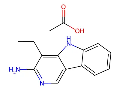 3-Amino-4-ethyl-5H-pyrido(4,3-b)indole acetate structure