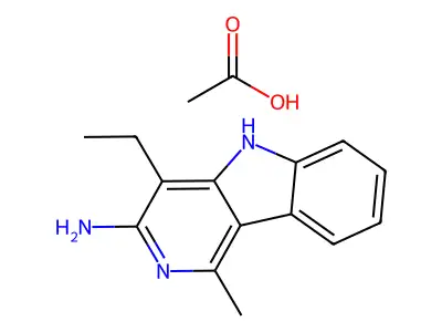 5H-Pyrido(4,3-b)indole, 3-amino-4-ethyl-1-methyl-, acetate structure