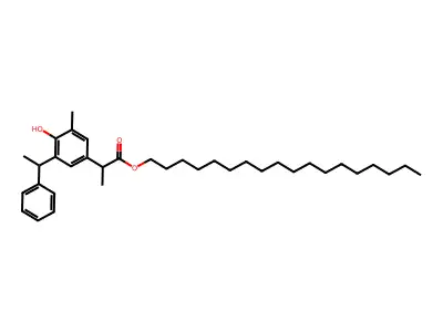 Octadecyl 2-[4-hydroxy-3-methyl-5-(1-phenylethyl)phenyl]propanoate structure