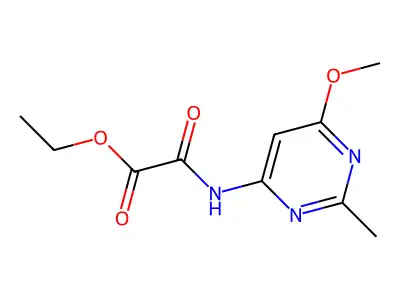 Acetic acid, ((6-methoxy-2-methyl-4-pyrimidinyl)amino)oxo-, ethyl ester structure