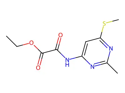 Acetic acid, ((2-methyl-6-(methylthio)-4-pyrimidinyl)amino)oxo-, ethyl ester structure