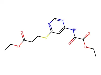 Propanoic acid, 3-((6-((ethoxyoxoacetyl)amino)-4-pyrimidinyl)thio)-, ethyl ester structure