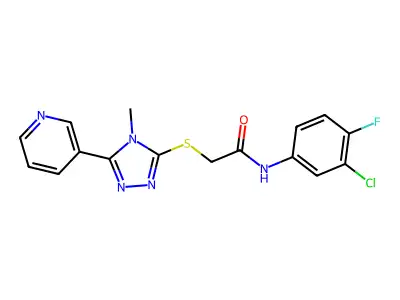 N-(3-chloro-4-fluorophenyl)-2-{[4-methyl-5-(pyridin-3-yl)-4H-1,2,4-triazol-3-yl]sulfanyl}acetamide structure