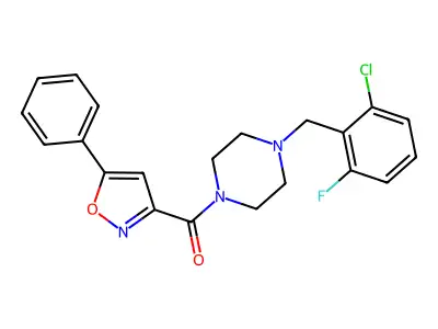 [4-[(2-chloro-6-fluorophenyl)methyl]piperazin-1-yl]-(5-phenyl-1,2-oxazol-3-yl)methanone structure