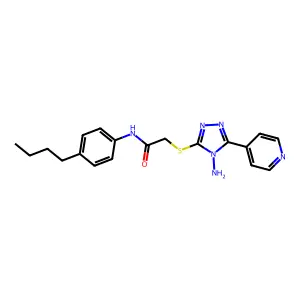 2-((4-amino-5-(pyridin-4-yl)-4H-1,2,4-triazol-3-yl)thio)-N-(4-butylphenyl)acetamide structure