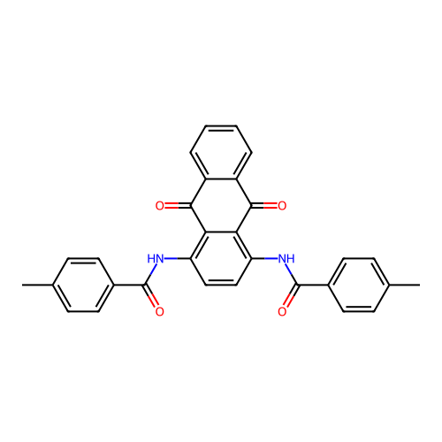 N,N'-(9,10-dioxo-9,10-dihydroanthracene-1,4-diyl)bis(4-methylbenzamide) structure
